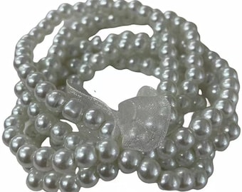 10 Pcs Faux whtie Pearl Bracelets for Women Pearl Bracelets for Bridesmaid Stretch Beaded Bracelets for Wedding Bridal Party