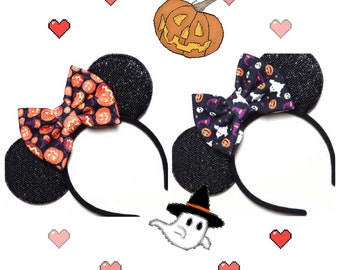 Oreilles à paillettes Halloween Minnie Mouse Oreilles à paillettes Mickey Mouse orange Oreilles d'Halloween Oreilles Mickey orange/Fête Disney