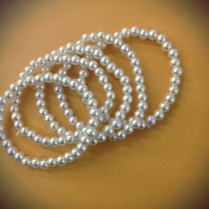 Set of 5pc Stretch Vintage Inspired Ivory Faux Pearl Bracelets Etsy