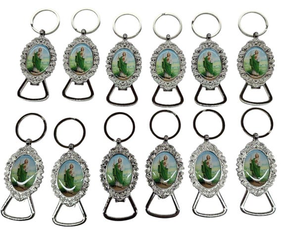 Bulk 12pc saint jude Keychain /auto rosary /Party Favors Gifts Baptism Christening Funerals First Communion Confirmation Wedding San Judas