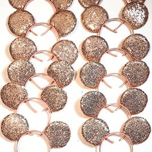 Set of 6 /12/24 Wholesale bulk Mickey Mouse Ears Black plain Black White rose gold Sequin Headband Birthday Party /Mickey ears with no Bow/ Rose gold