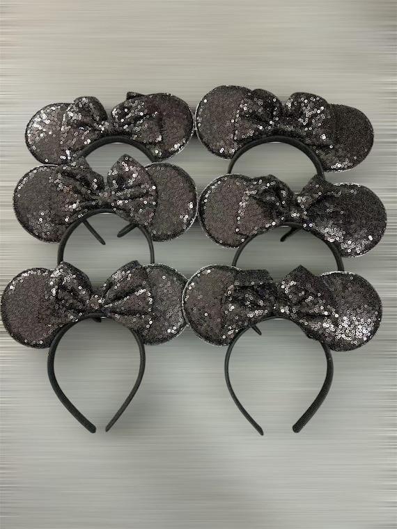 Set of 6x black bulk Mickey Minnie Ears / cheer dance leader bulk Mickey Minnie Headband / birthday Party / Halloween party  / bulk headband