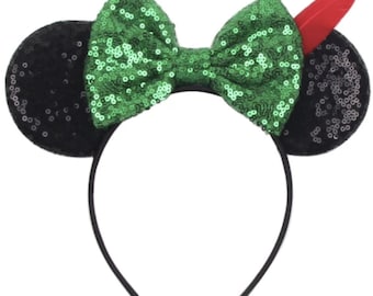 Peter Pan inspiré oreilles inspirées Minnie Mouse oreilles bandeau / oreilles de Minnie vertes / oreilles de Minnie Halloween / oreilles de Mickey Disney /