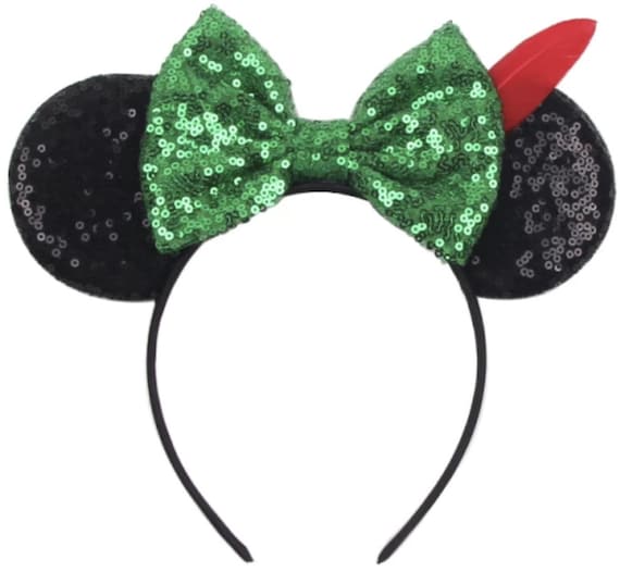 Peter Pan Inspired Ears Inspired Minnie Mouse Ears Headband / Green Minnie Ears / Halloween Minnie Ears / Disney Mickey Ears /