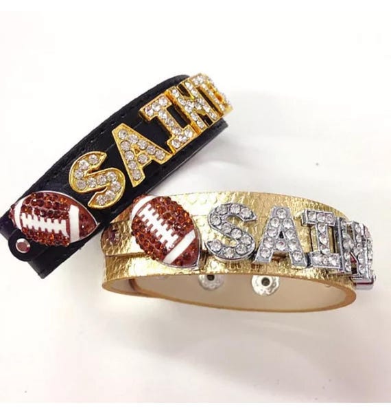 Rhinestone Football Bracelet /  or personized your own football team or name bracelet /