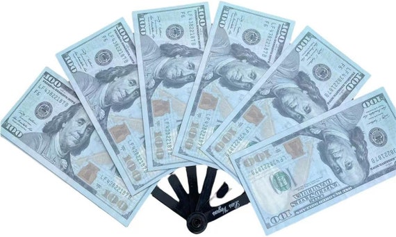 Set of 12 pc x Money Stack hand fans bottle opener Keychain or hand fans  Prop Money for Pranks, Movie & Film Production, casino night party