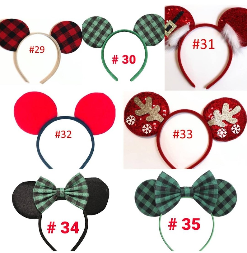 Christmas Mickey Ears, Peppermint candy ear headband, Mickey Ears, Christmas Minnie Ears, santa MickeyEars, Disney Ears, Red Sequin Ears, image 5