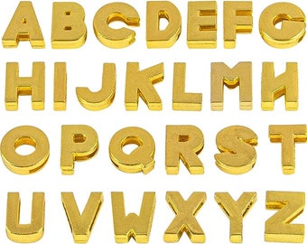 52pc Gold Metal Plain Letters Alphabet English Letters or Pick Your Own Letter Charms - Fits 8mm Slide Bracelets/Keychains/Wristlets