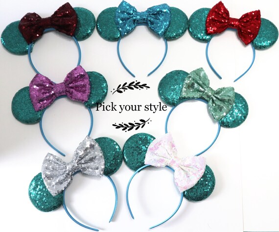 Teal Minnie Mouse Ears, Teal Disney Ears, Teal Minnie Ears Headband, Teal Wedding Minnie Ears, Teal Mickey Ears, Teal Disneyland Ears