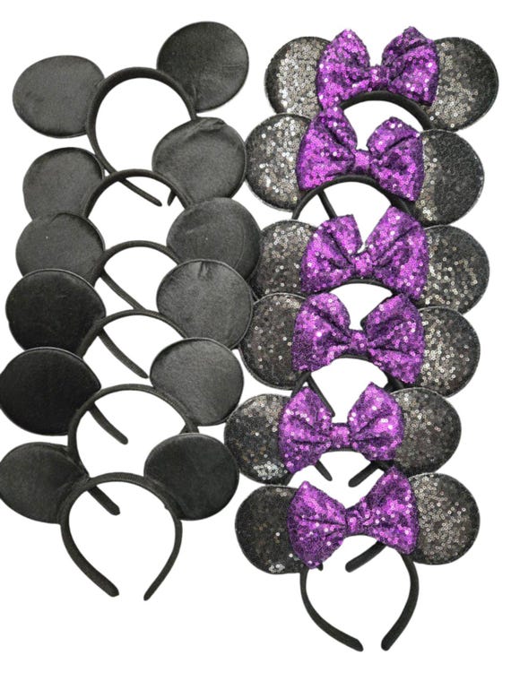 Set of 12 purple bulk Mickey Minnie Ears / bulk Mickey Minnie Headband / birthday Party / Theme Party / bulk party headband
