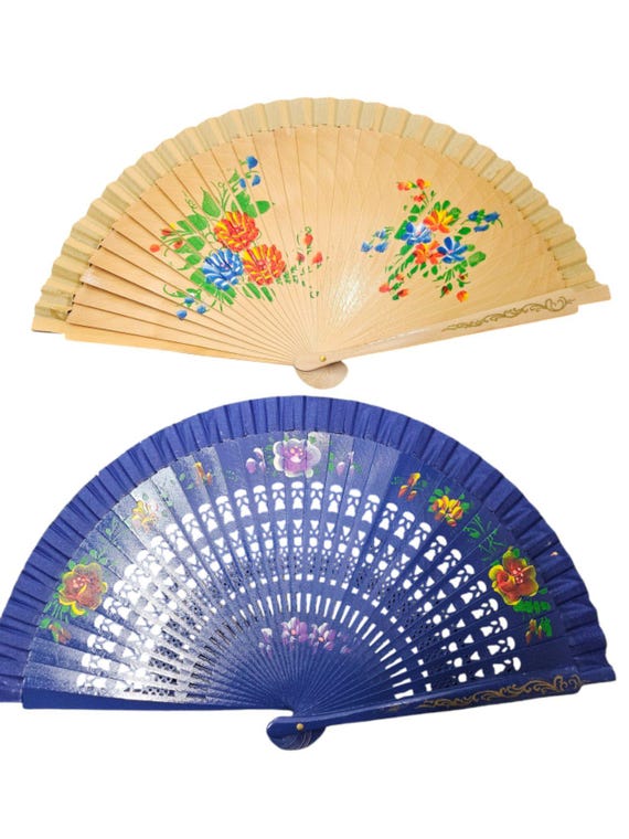 Set of 2 Black red Spanish wood fan/ Vintage wood bling out  fan for vintage wedding party decor /Spanish wood fan/dancing fan/table setting