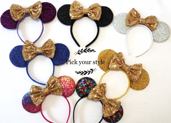 Gold Minnie Mouse Ears, Gold Disney Ears, Gold Minnie Ears Headband, Gold Wedding Minnie Ears, Gold Mickey Ears, Gold Disneyland Ears