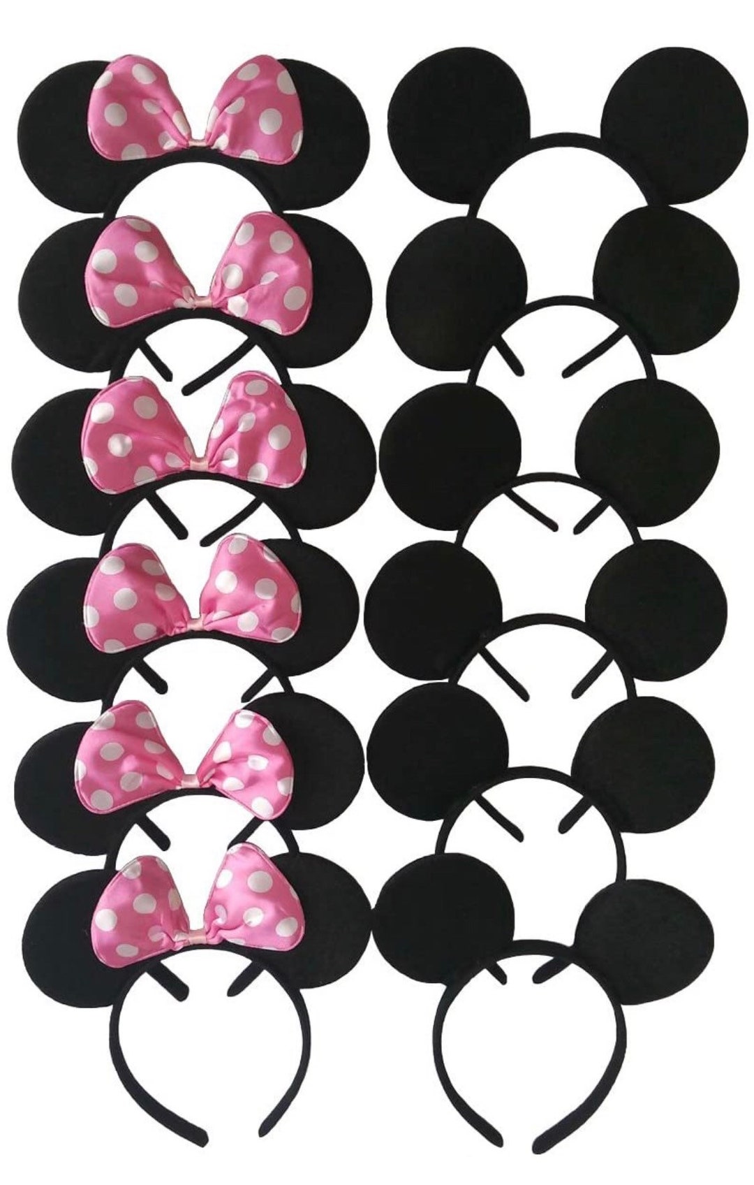 CLGIFT Set Of 12 Minnie Mouse Ears - Theme Park Party Hats For Boys & Girls