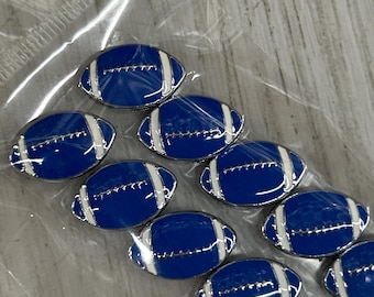 Set of 10pc blue Football Slide Charm - Fits 8mm Wristband for Jewelry / Crafting