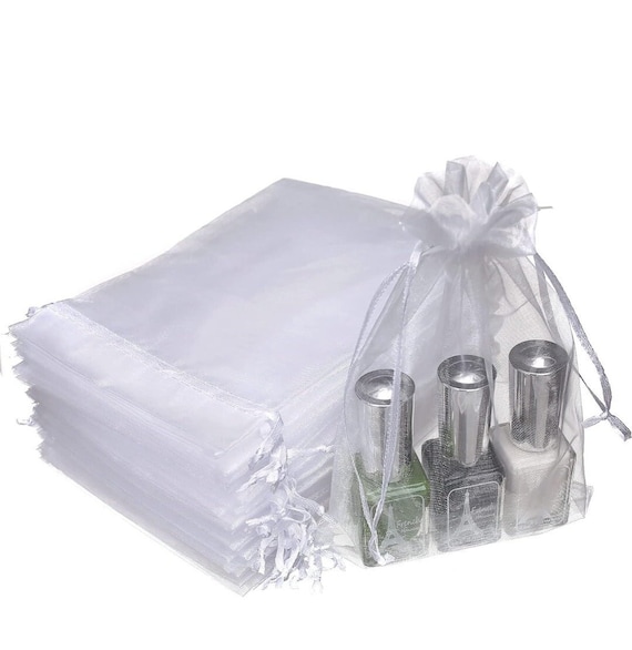 Set of 12/60/120 5x7inches pink white ivory black green Sheer Bags Drawstring, 50 Pcs Jewelry Gift Bags, Mesh Bags Drawstring Gift Bags,