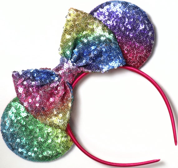 Pastel Rainbow Disneyland Ears, Rainbow Minnie Mouse Ears, Happy Pride, Sequin Mickey Ears, Rose Gold Minnie Ears, Mickey Mouse Ears