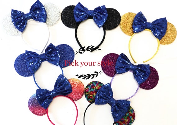 Blue Minnie Mouse Ears, Blue Disney Ears, Blue Minnie Ears Headband, Blue Wedding Minnie Ears, cheerleader dance ears, Blue Disneyland Ears
