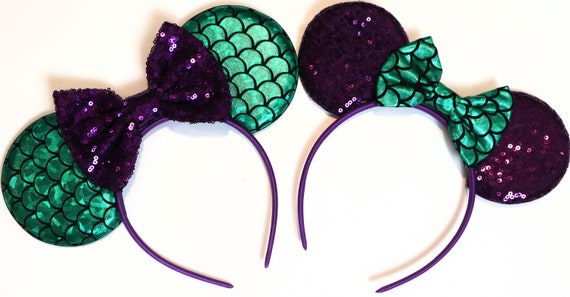 Ariel Kids and Adults Mickey Ears, Ariel Ears, Little Mermaid Ears, Little Mermaid Mickey Ears, Purple Minnie Ears, Disney Ears, Minnie Ears