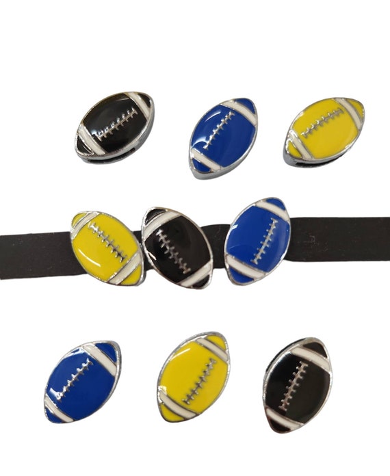 Set of 50 pc football slide charm fits 8mm wristband for jewelry /crafting