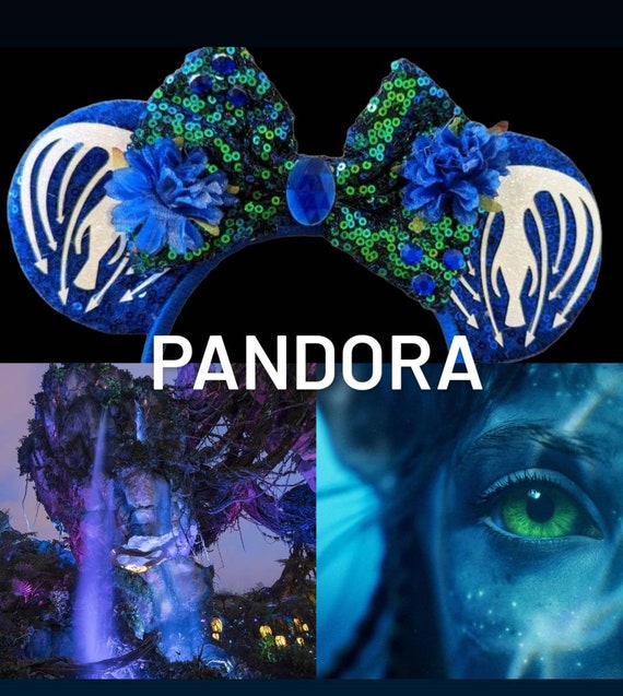 Avatar Inspired Minnie Ears, Pandora Mickey Ears, Avatar Inspired Mickey Ears, blue Ears, Way of the Water Mickey Ears,