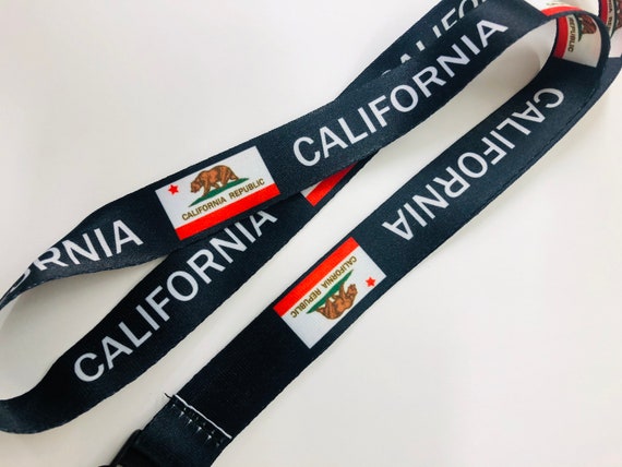 California state/ los angeles flag gear lanyard with ID holder garage , holder lanyard for him/ her keychain work accessories