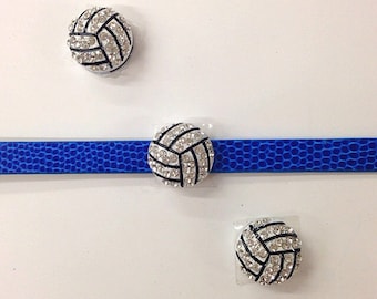 Set of 10pc Rhinestone Sports Volleyball Charm Fits 8mm Wristband / Crafting / Phone Deco / DIY Jewelry