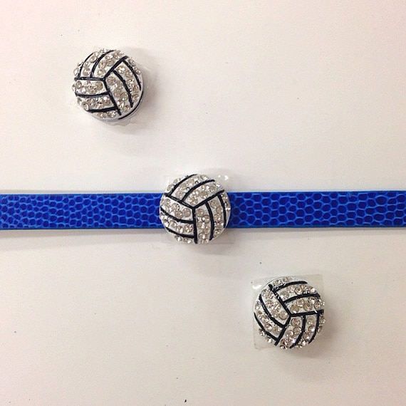 Set of 2pc Rhinestone Sports Volleyball Charm Fits 8mm Wristband / Crafting / Phone Deco / DIY Jewelry