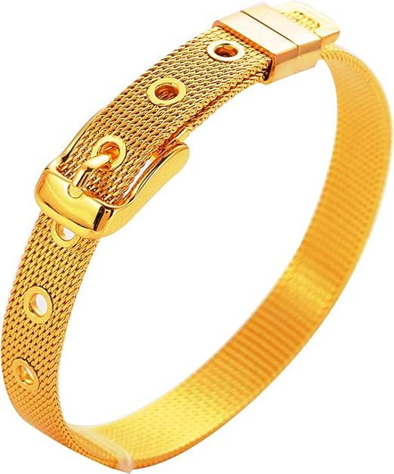 Gold stainless slide bracelet fits 8mm DIY Stainless Steel Wristband Bracelet Fits 8mm Slide Letters and Charms