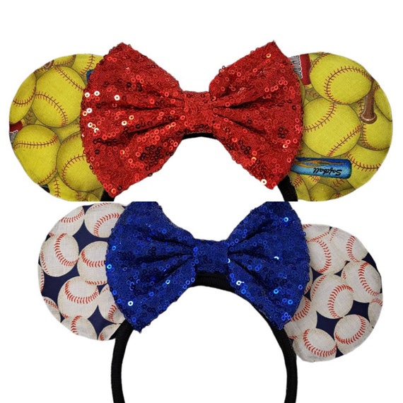 Softball inspried Minnie Mouse Ears, Baseball Disney Ears, Softball Ears, LA Minnie Mouse Ears, Los Angeles Mouse Ears, Mickey Mouse Ears