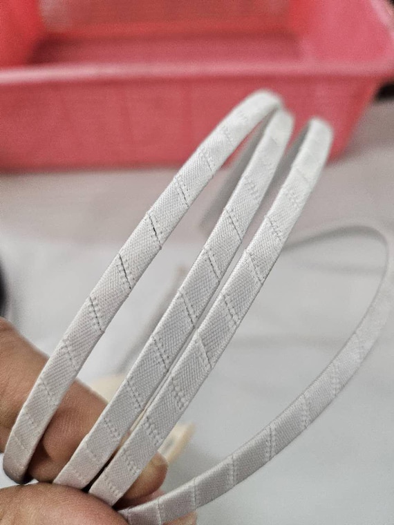 Set of 12 x 5MM Satin Cloth Wrapped Fabric Covered Black Thin Metal Headbands Slim Hair Elastic Bands for Crafting DIY Accessories for girls