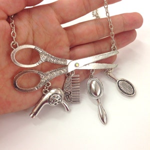 Cosmetologist Hair Dresser Rhinestone Long Necklace w/ FREE Gift Box / Scissor Necklace / Hair Stylist Jewelry / Hairdresser Gift / 4&quot;