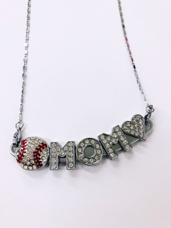 Rhinestone baseball Mom Necklace baseball Necklace baseball Jewelry baseball Gifts baseball Accessories Personalized Necklace Gift