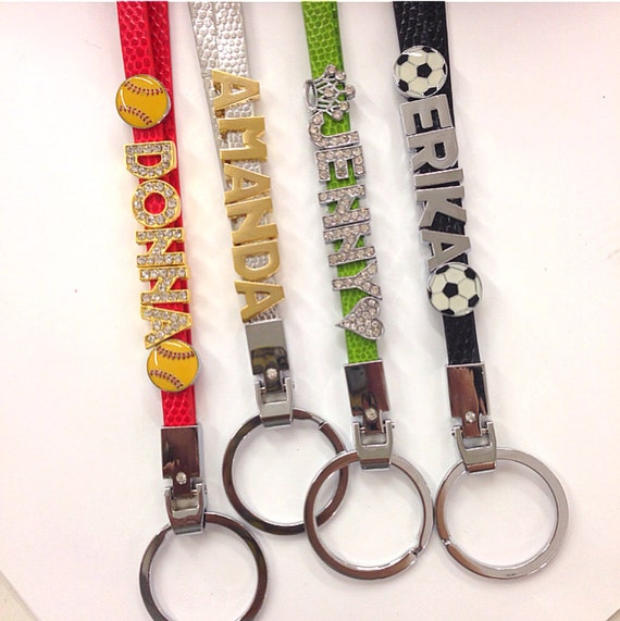 Custom Design Your Own Rhinestone Name Lanyard Keychain / Bling Lanyard / Sports Lanyard / Gift for Her / Gift for Teacher