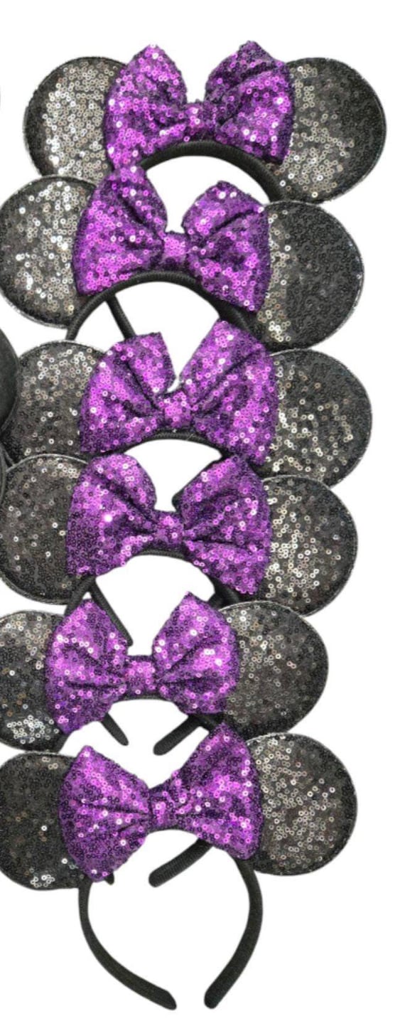 Set of 12 x purple bulk Mickey Minnie Ears / bulk Mickey Minnie Headband / birthday Party / Theme Party / bulk party headband