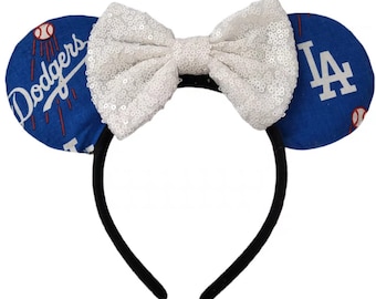 Dodgers inspried Minnie Mouse Ears, Baseball Disney Ears, Baseball Ears, LA Minnie Mouse Ears, Los Angeles Mouse Ears, Mickey Mouse Ears