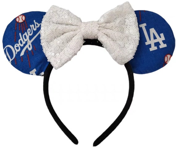 Dodgers inspried Minnie Mouse Ears, Baseball Disney Ears, Baseball Ears, LA Minnie Mouse Ears, Los Angeles Mouse Ears, Mickey Mouse Ears