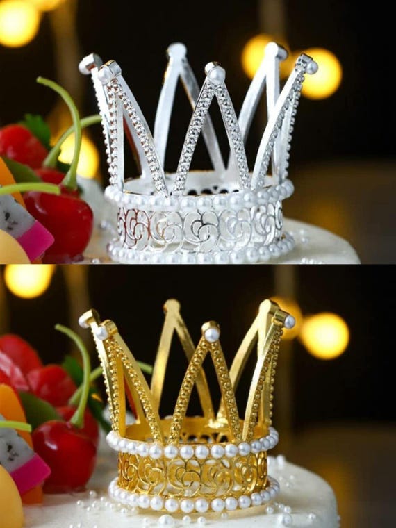 Baby Shower Party Supplies 2 Pack Princess Crown Cake Toppers - Gold ...