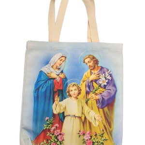 Immaculate Heart of Mary Tote Bag, Reusable Shopping Bag, lady of Guadalupe, St Jude, Sacred Heart & Our Father, holy family, church gifts, image 5