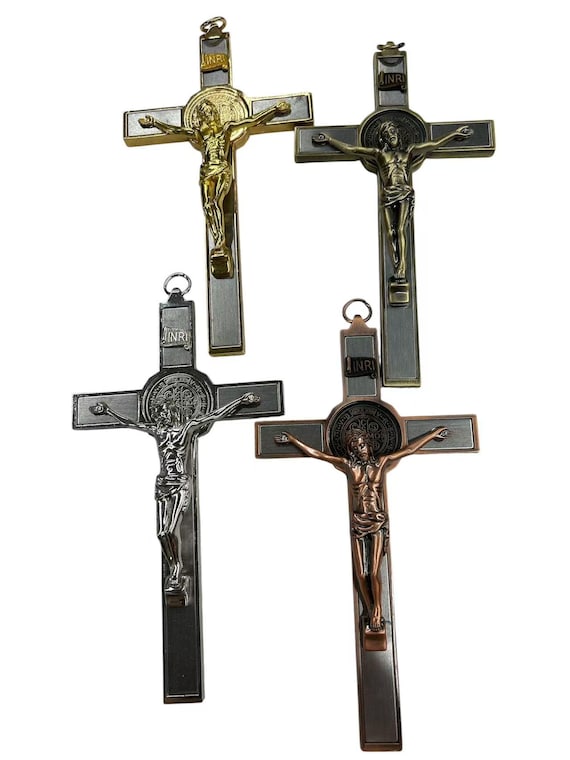 silver gold cooper bronze Vintage saint benedict Cross charms diy cross rosary 7 inches long Jewelry Rosary Making wall decoration