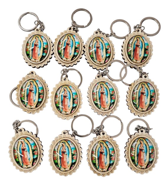 Set of 12 Our Lady of Guadalupe keychain/ keyring baptism Favor/Christening Favor/First Communion Favor Recuerdos de Bautizo