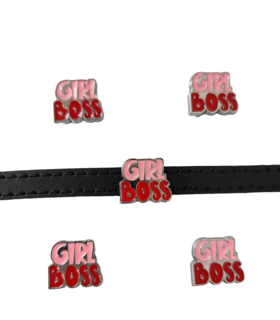 Set of 10pc girl boss/ girl power/ girly Slide Charm Fits 8mm Wristband for Jewelry / Crafting