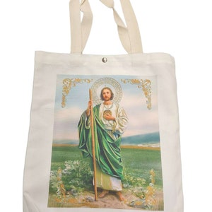 Immaculate Heart of Mary Tote Bag, Reusable Shopping Bag, lady of Guadalupe, St Jude, Sacred Heart & Our Father, holy family, church gifts, Saint jude