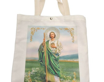 saint jude Canva Tote Bag _ Craft Bag, shopping bag, Prayer Bag, Catholic Bags, Gifts for Mom, Christmas gift