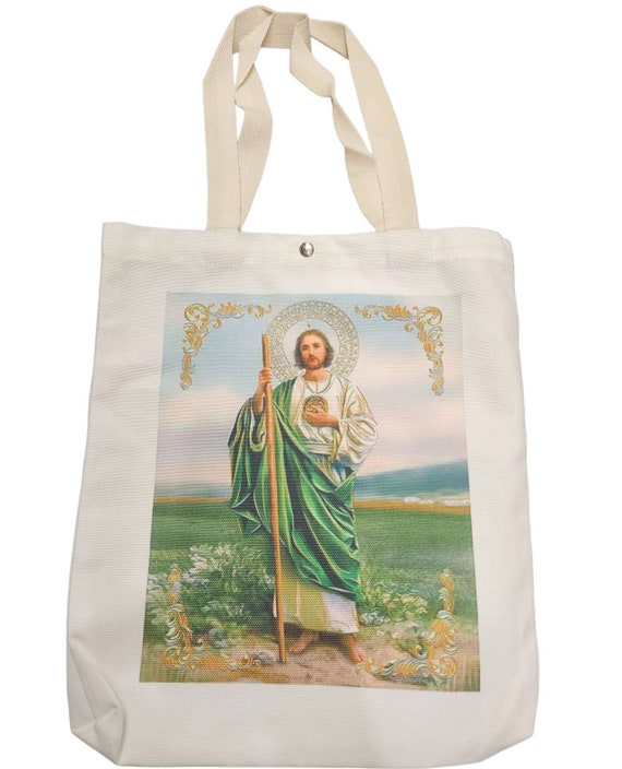 saint jude Canva Tote Bag _ Craft Bag, shopping bag, Prayer Bag, Catholic Bags, Gifts for Mom, Christmas gift