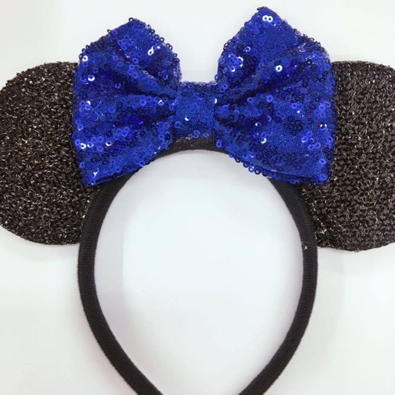 Boy Girls Mouse Ears Headband/Family Trip/Disney Party / Theme Party / Disney Ears Headband/Princess Headband/One Size Fits All/DIY Mouse Royal Blue Bow