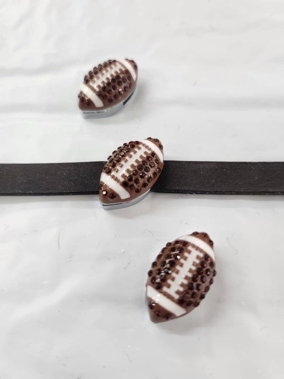 Set of 10pc Rhinestone Sports Football Slide Charm - Fits 8mm Wristband / Jewelry / Crafting / Phone Deco / DIY Jewelry