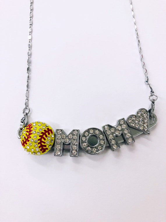 Rhinestone softball Mom Necklace baseball Necklace softball Jewelry softball Gifts baseball Accessories Personalized Necklace Gift