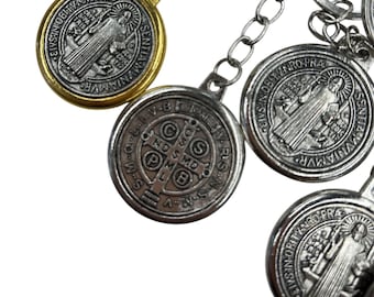 Set 12x  St. Benedict Crucifix Pendant keychains  jerusalem Saint Benedict Cross Charms Pendant for Diy Prayer Necklace keychains 1.5 inches