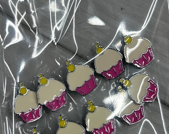 Set of 10pc Rhinestone Rainbow Cherry Cupcake Desert Slide Charm Fits 8mm Wristband for Jewelry / Crafting