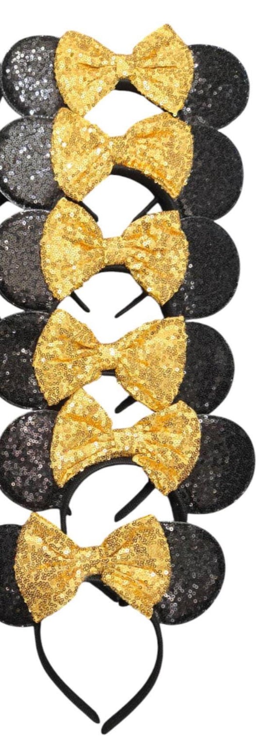 Set of 12 Gold Mickey Minnie Ears / Mickey Minnie Headband / birthday Party / Theme Party /Mickey minnie party favor